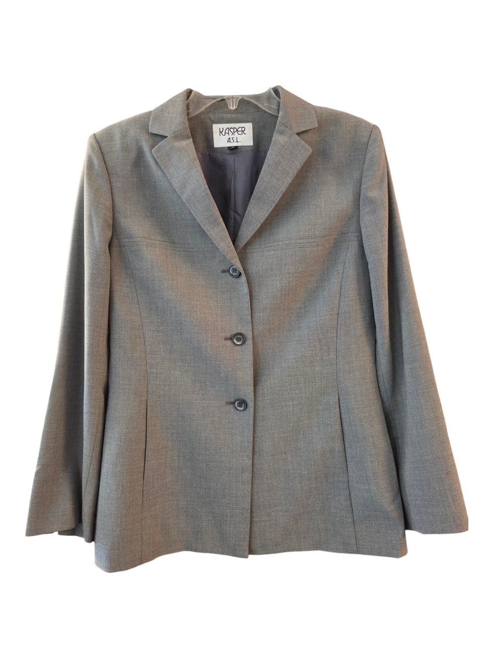 Kasper A.S.L. Gray 3-Button Tailored Women's Blazer - Size 8